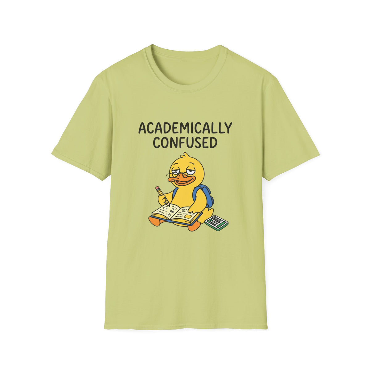 Academically Confused T-Shirt — Funny Studious Duck Tee for Students