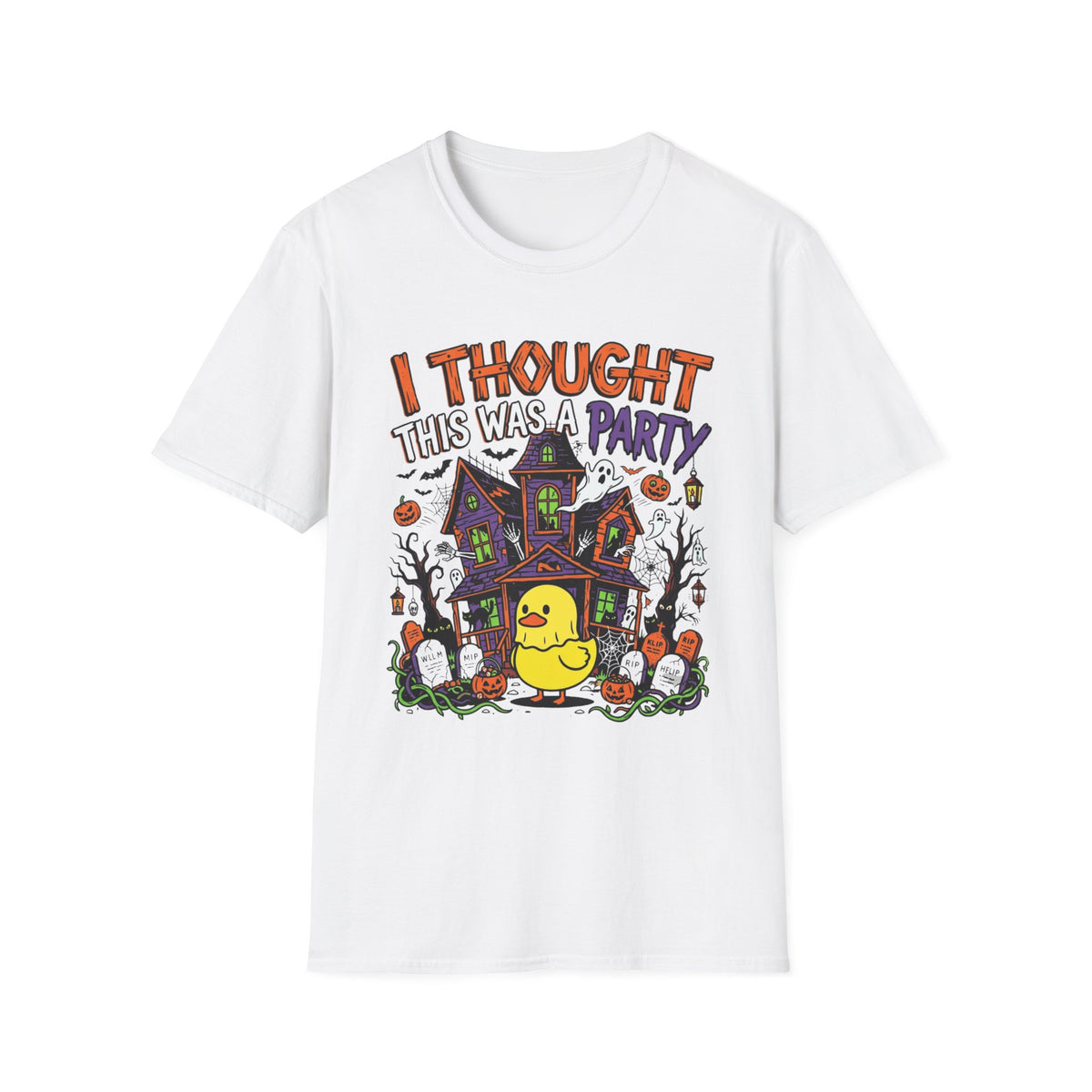 Halloween Duck T-Shirt — "I Thought This Was a Party" Cute Haunted House Tee