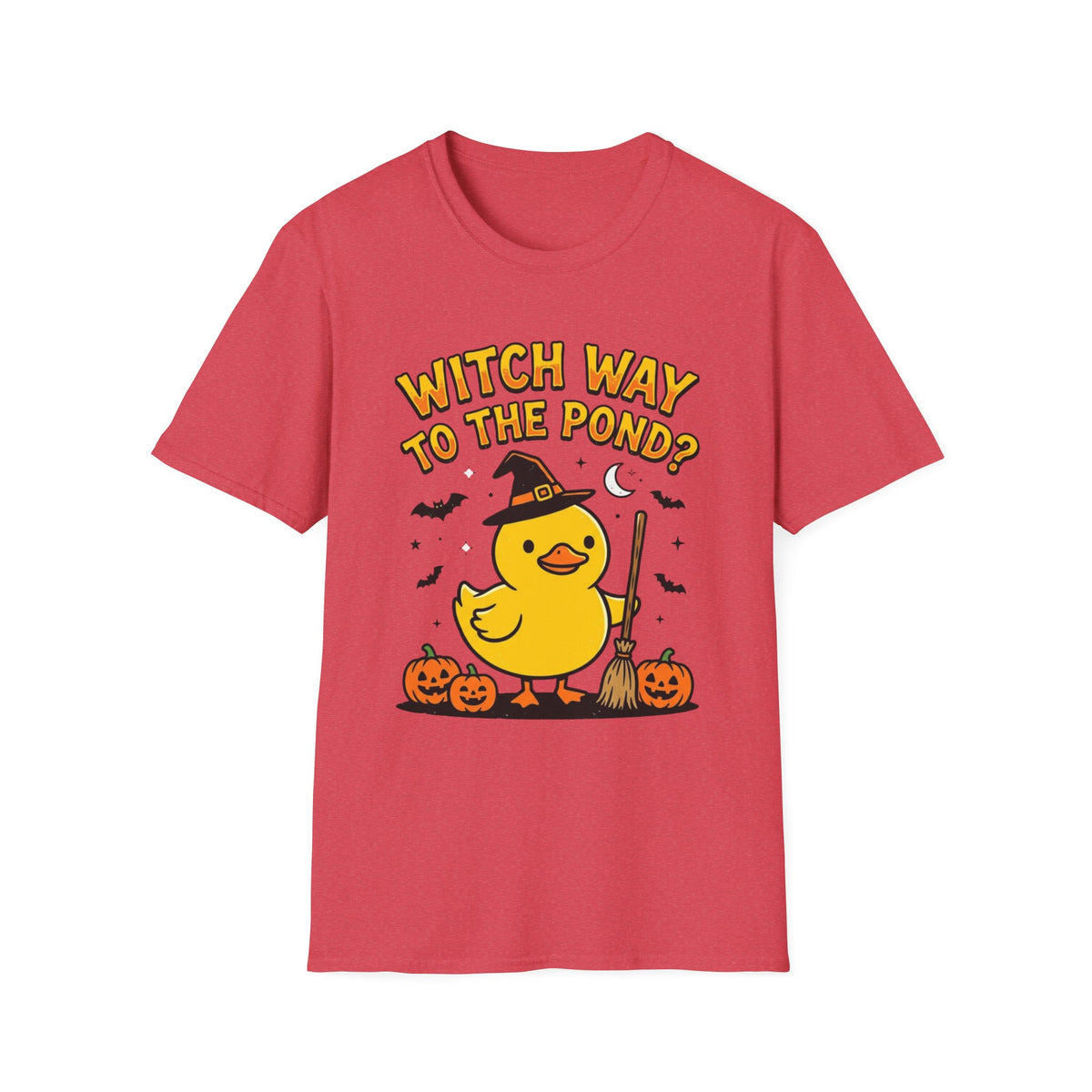 Halloween Duck T-Shirt - "Witch Way to the Pond?" Cute Witch Duck Tee