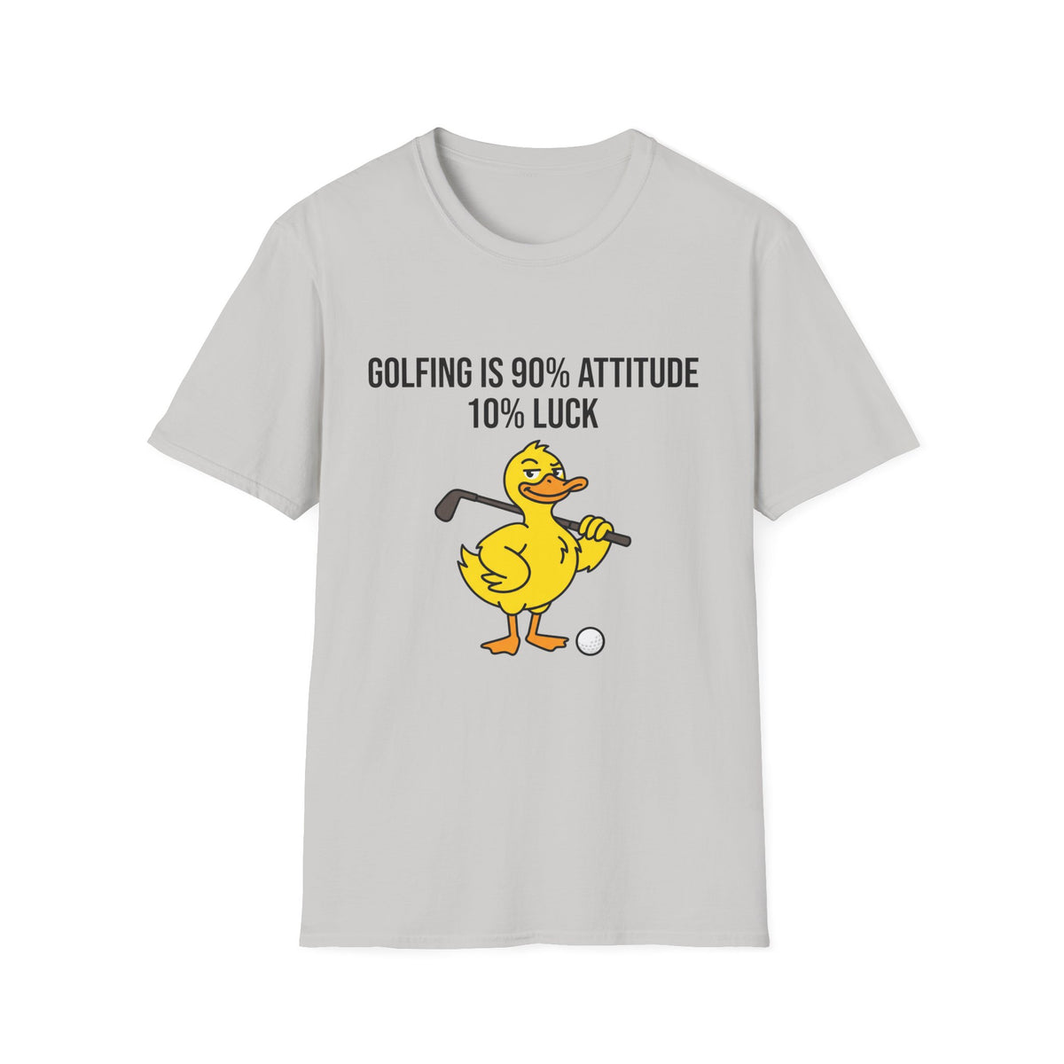 Golfing Is 90% Attitude 10% Luck T-Shirt — Funny Duck Golf Tee for Golfers