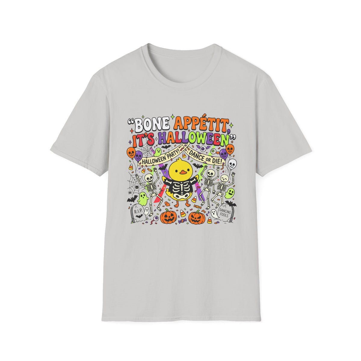 Bone Appétit It's Halloween T-Shirt — Cute Skeleton & Jack-O'-Lantern Halloween Tee