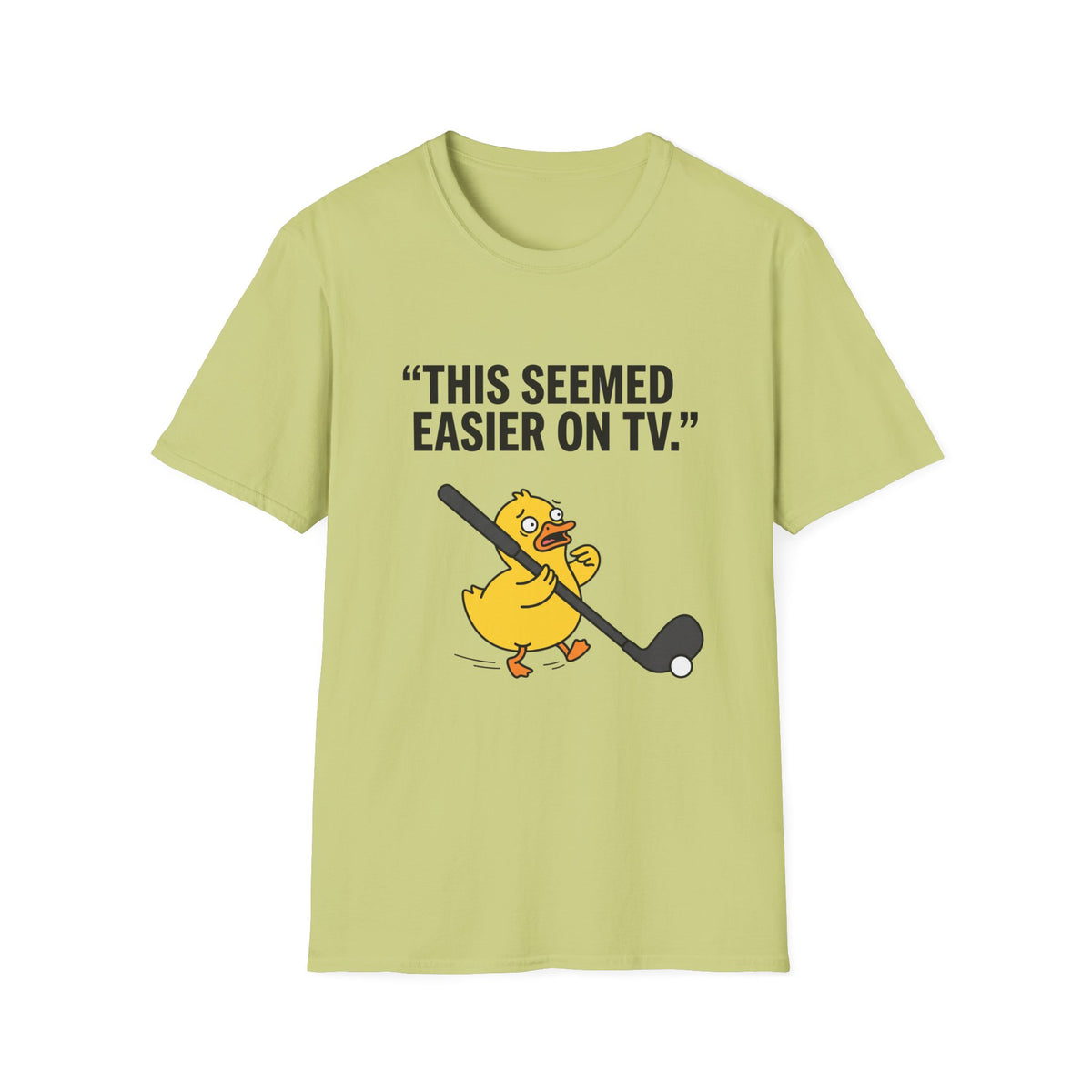 Funny Hockey Duck T-Shirt - "This Seemed Easier On TV" Graphic Tee