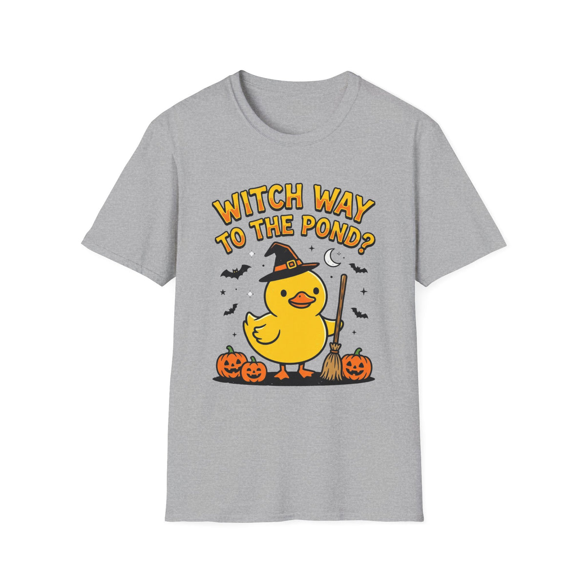 Halloween Duck T-Shirt - "Witch Way to the Pond?" Cute Witch Duck Tee