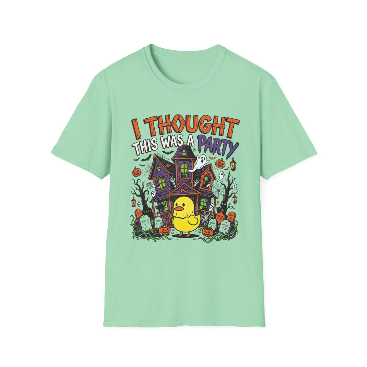 Halloween Duck T-Shirt — "I Thought This Was a Party" Cute Haunted House Tee
