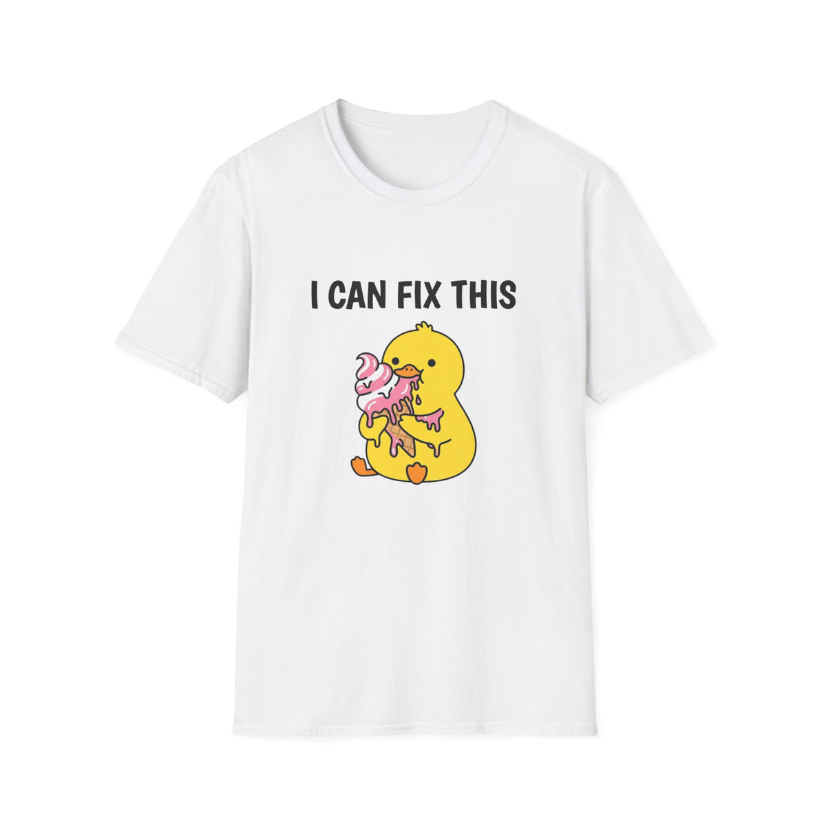 I Can Fix This T-Shirt — Cute Duck Mending Donut Graphic Tee