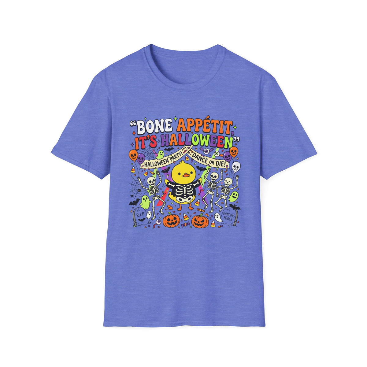 Bone Appétit It's Halloween T-Shirt — Cute Skeleton & Jack-O'-Lantern Halloween Tee