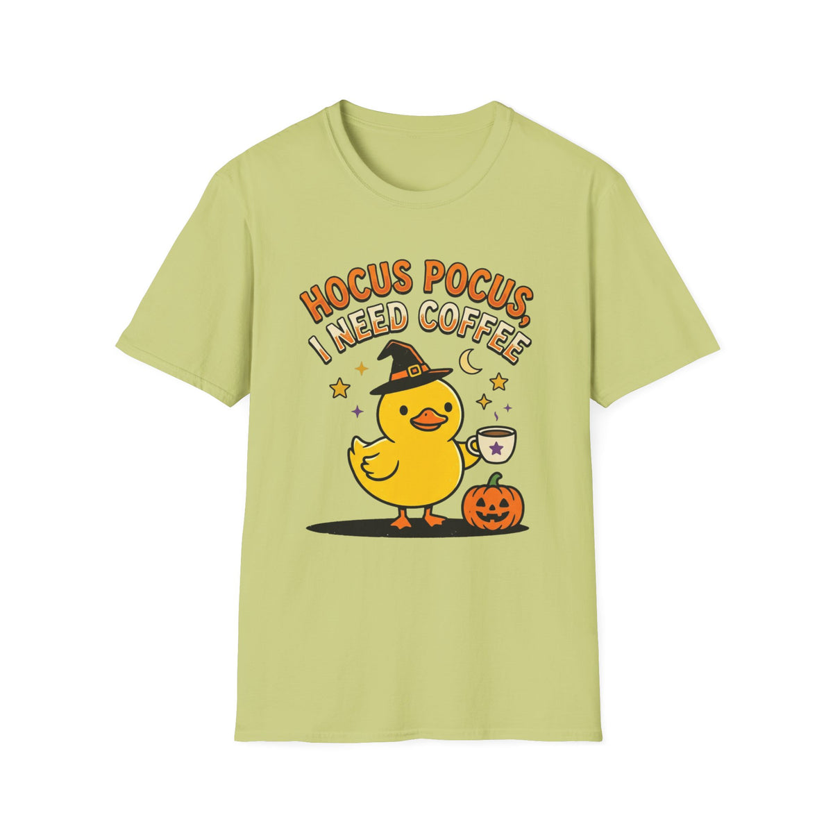 Hocus Pocus I Need Coffee Halloween T-Shirt — Cute Witch Duck Pumpkin Tee