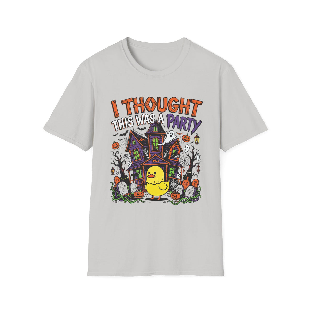 Halloween Duck T-Shirt — "I Thought This Was a Party" Cute Haunted House Tee