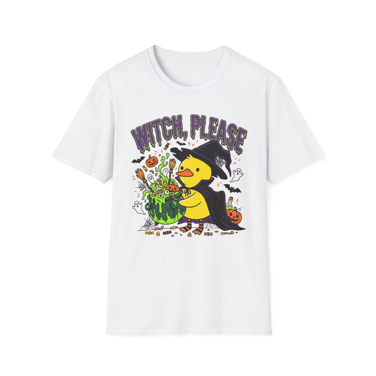 Witch, Please Duck Halloween T-Shirt — Cute Witch Duck Cauldron Tee
