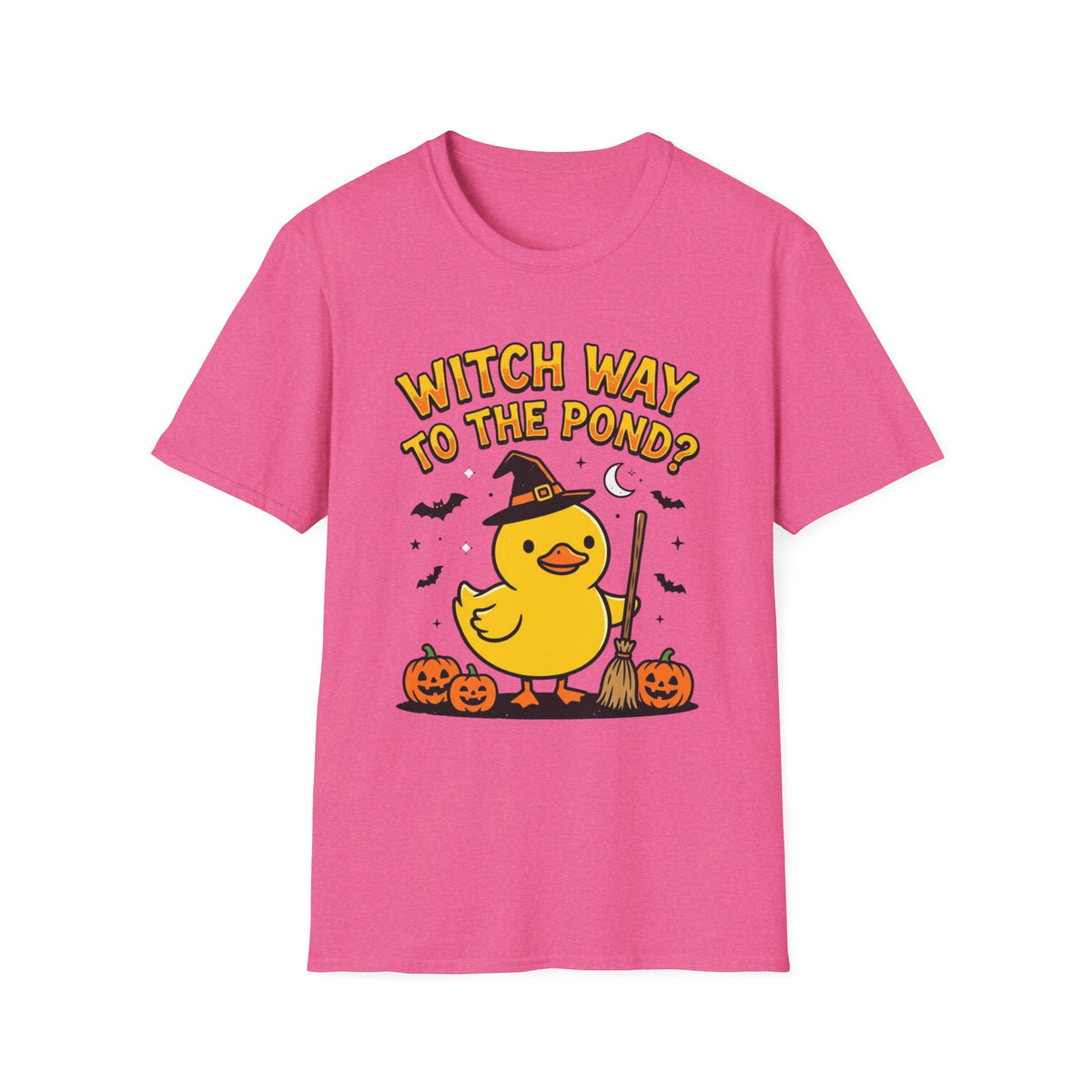 Halloween Duck T-Shirt - "Witch Way to the Pond?" Cute Witch Duck Tee