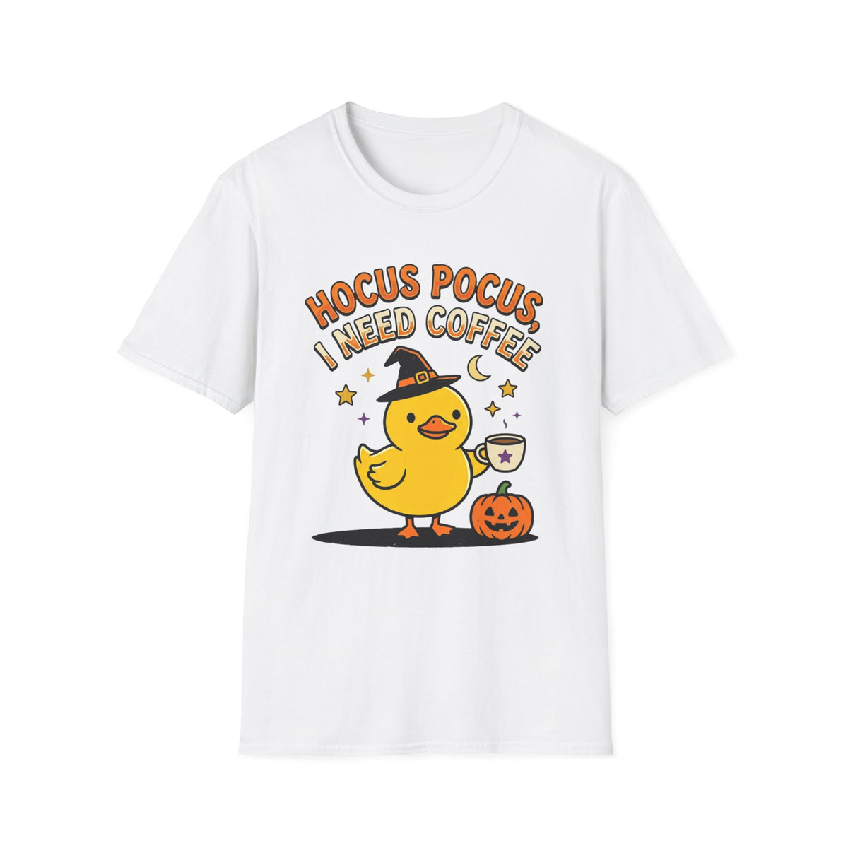 Hocus Pocus I Need Coffee Halloween T-Shirt — Cute Witch Duck Pumpkin Tee