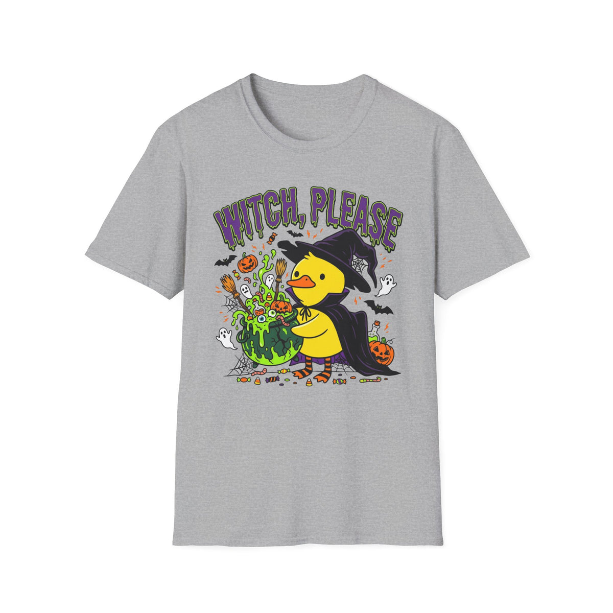 Witch, Please Duck Halloween T-Shirt — Cute Witch Duck Cauldron Tee