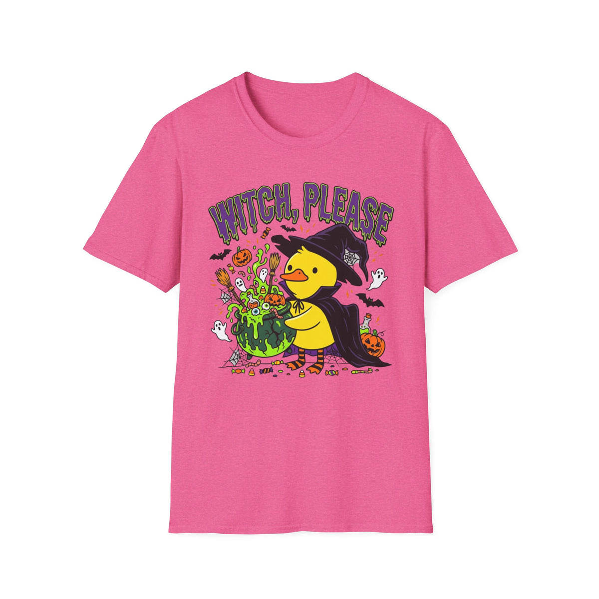 Witch, Please Duck Halloween T-Shirt — Cute Witch Duck Cauldron Tee