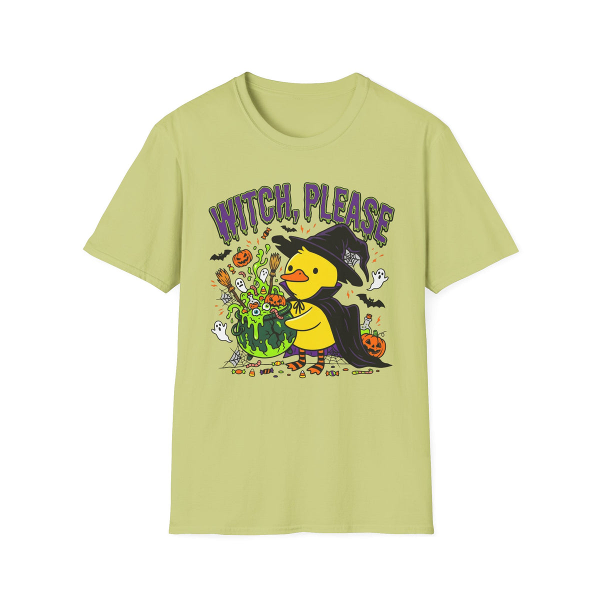 Witch, Please Duck Halloween T-Shirt — Cute Witch Duck Cauldron Tee