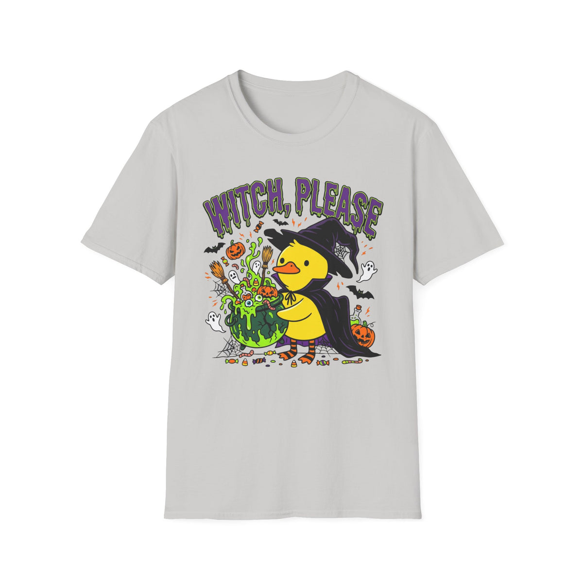 Witch, Please Duck Halloween T-Shirt — Cute Witch Duck Cauldron Tee
