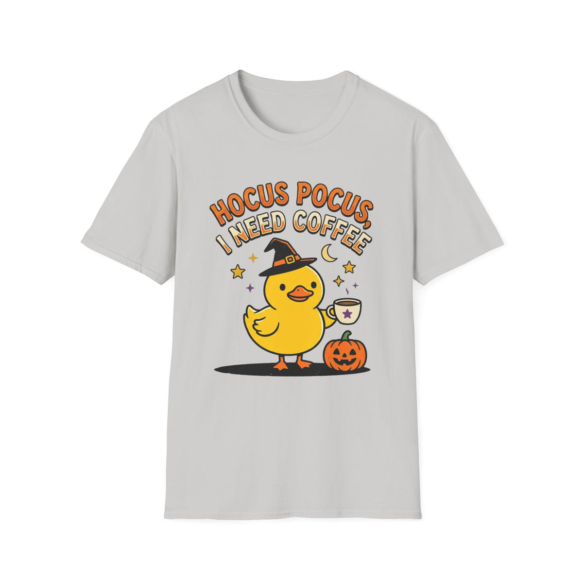 Hocus Pocus I Need Coffee Halloween T-Shirt — Cute Witch Duck Pumpkin Tee