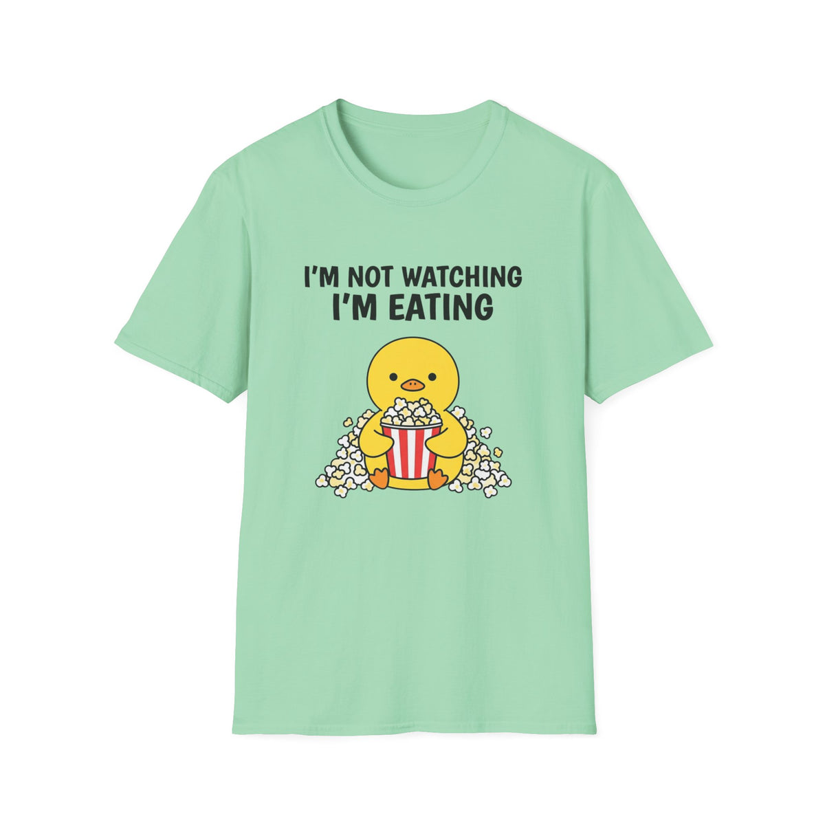 I'm Not Watching I'm Eating T‑Shirt — Cute Popcorn Chick Funny Snack Lover Tee