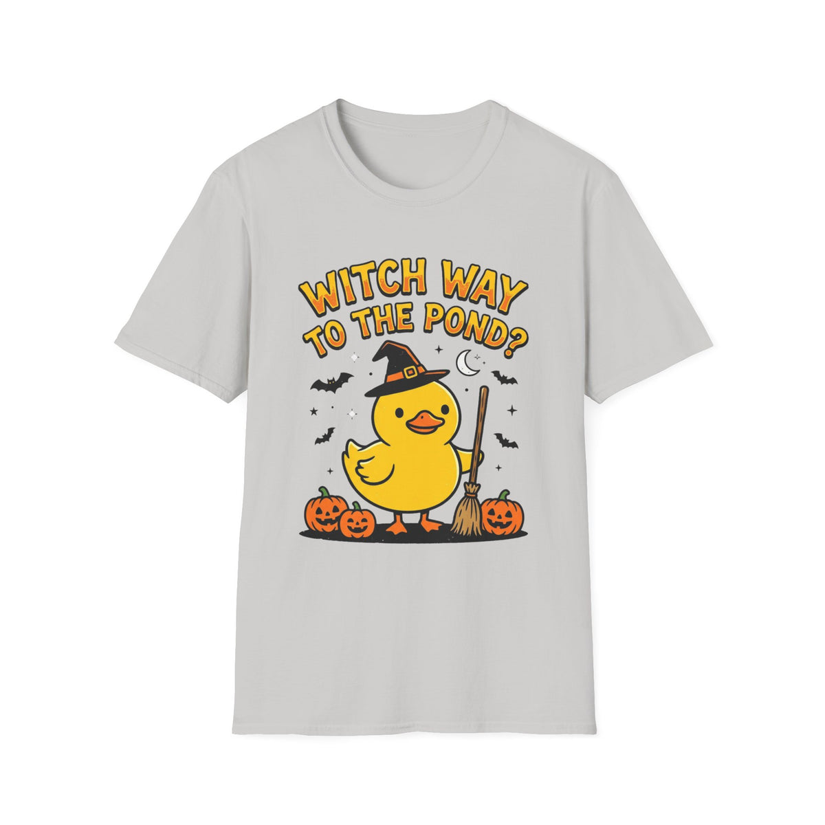 Halloween Duck T-Shirt - "Witch Way to the Pond?" Cute Witch Duck Tee