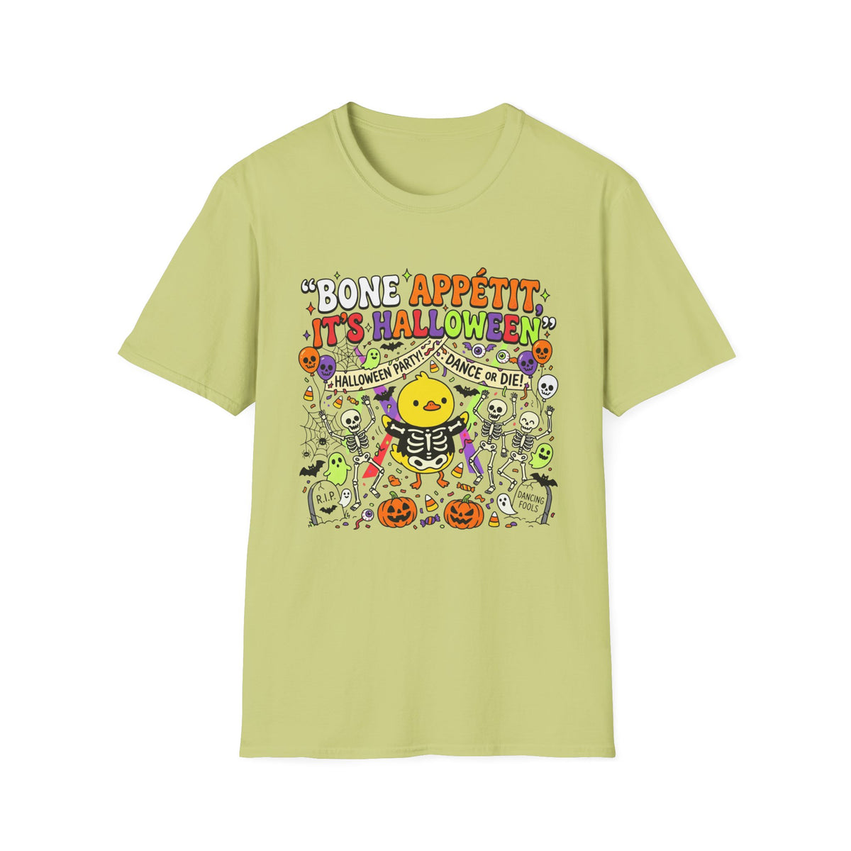 Bone Appétit It's Halloween T-Shirt — Cute Skeleton & Jack-O'-Lantern Halloween Tee