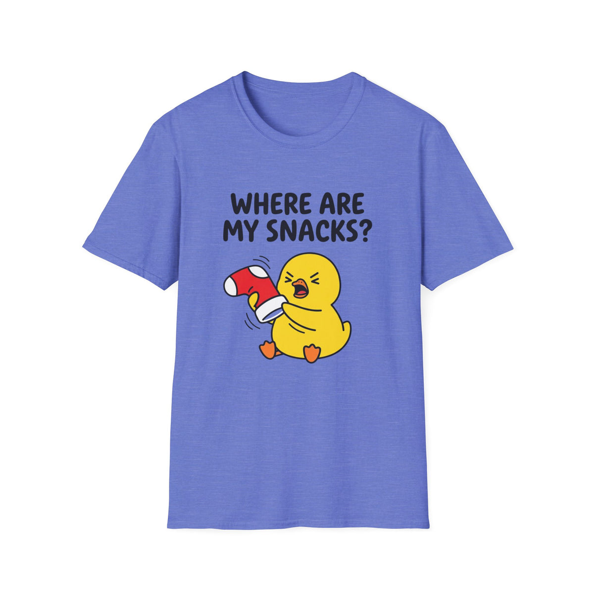 Where Are My Snacks? Funny Chick T-Shirt — Cute Snack-Loving Cartoon Tee