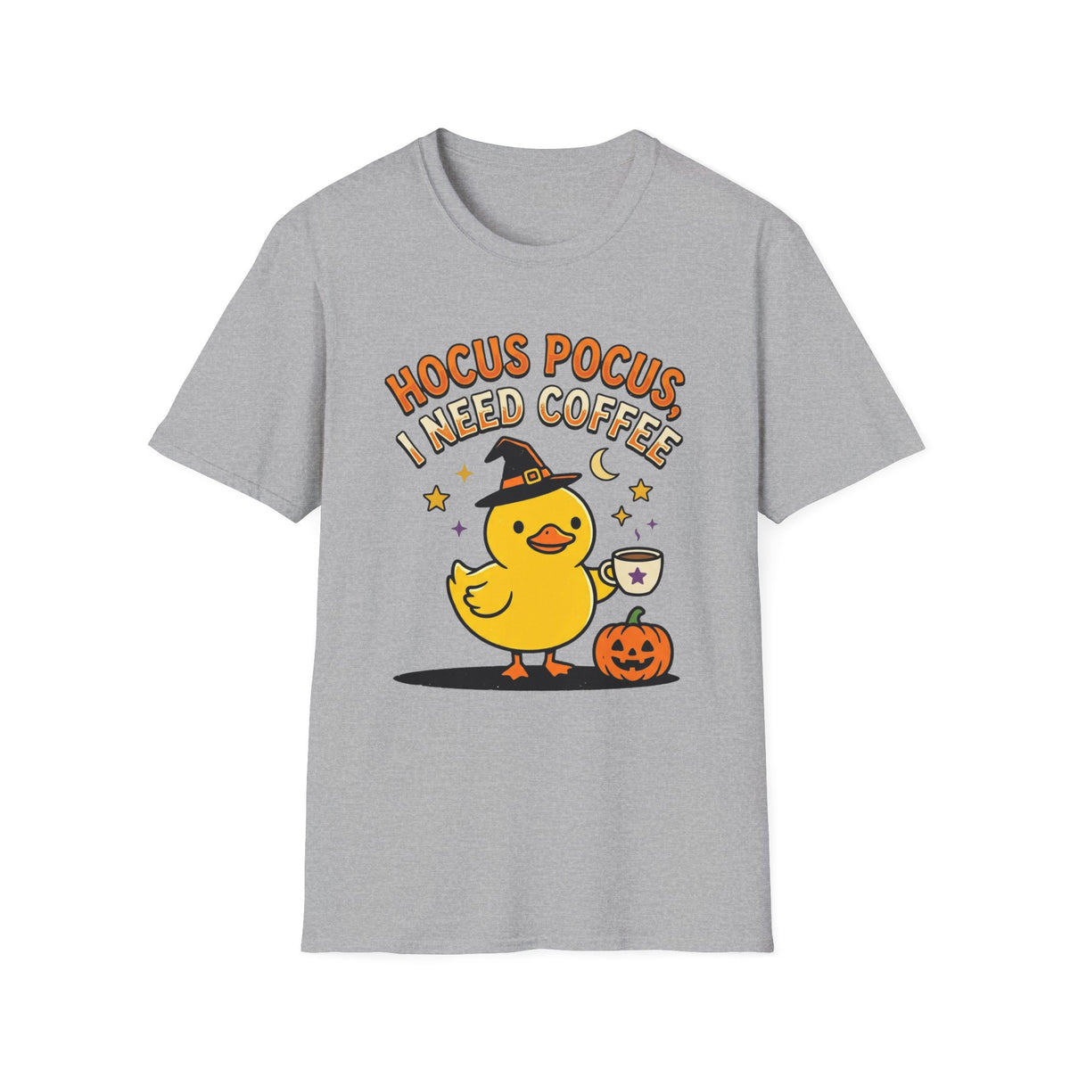 Hocus Pocus I Need Coffee Halloween T-Shirt — Cute Witch Duck Pumpkin Tee