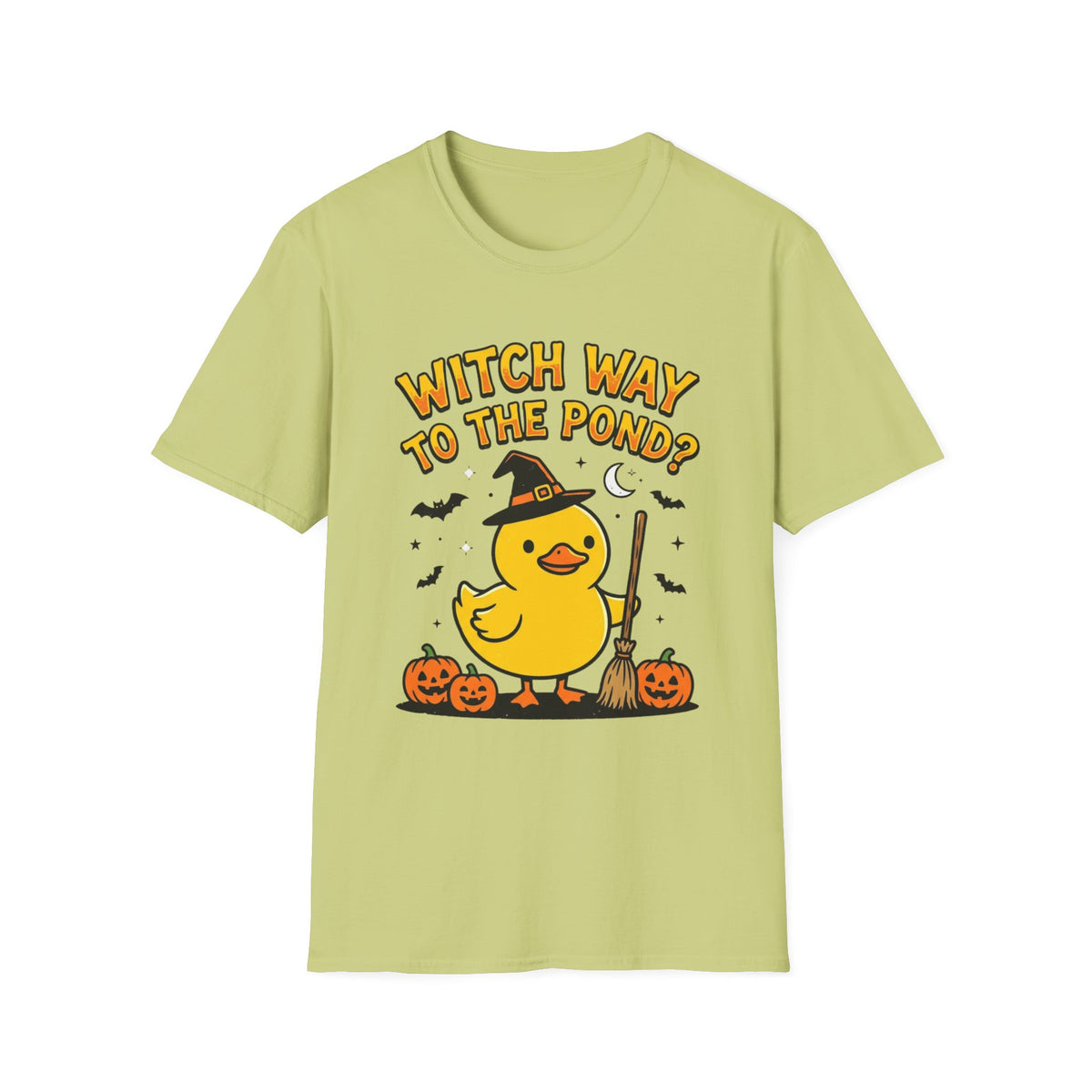 Halloween Duck T-Shirt - "Witch Way to the Pond?" Cute Witch Duck Tee
