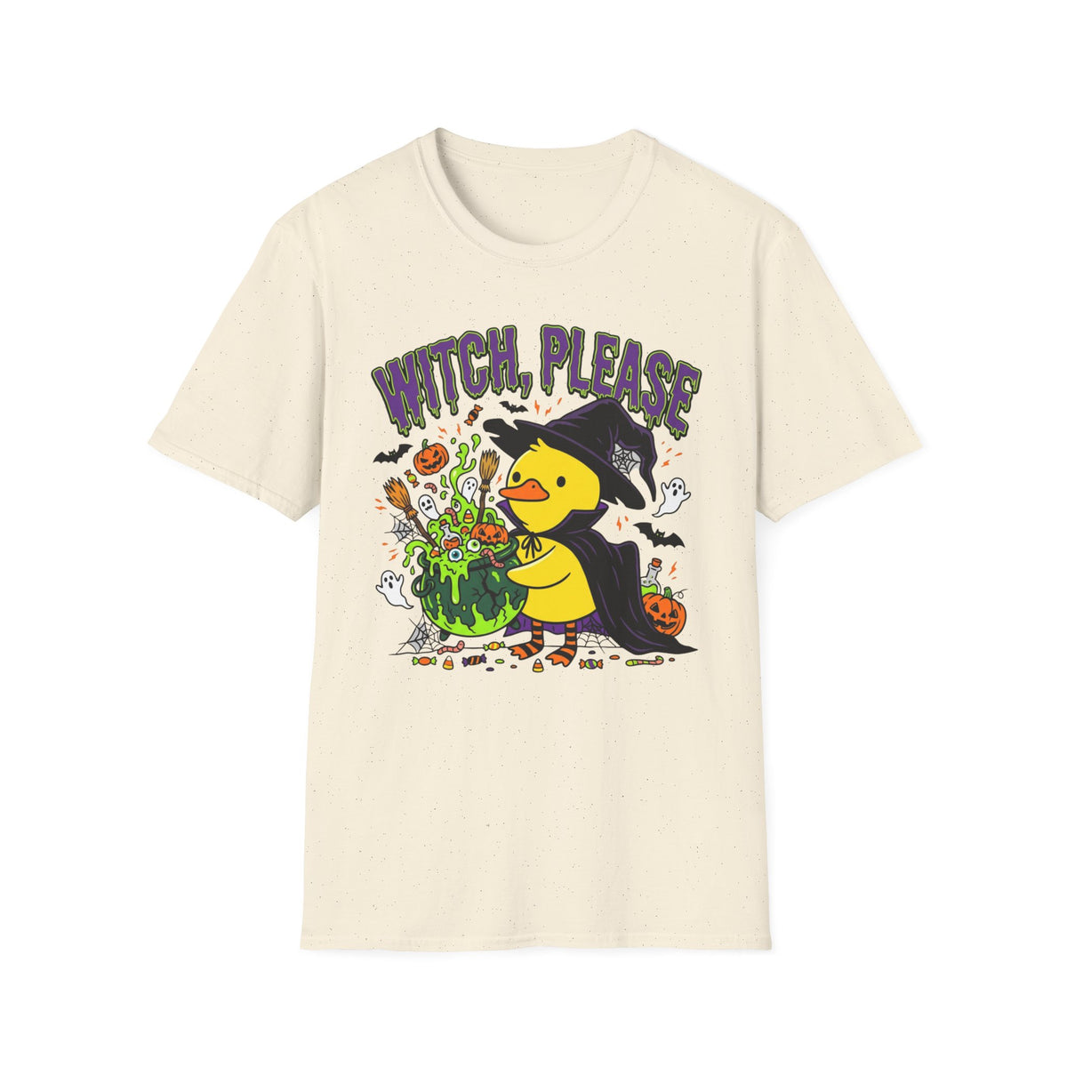 Witch, Please Duck Halloween T-Shirt — Cute Witch Duck Cauldron Tee