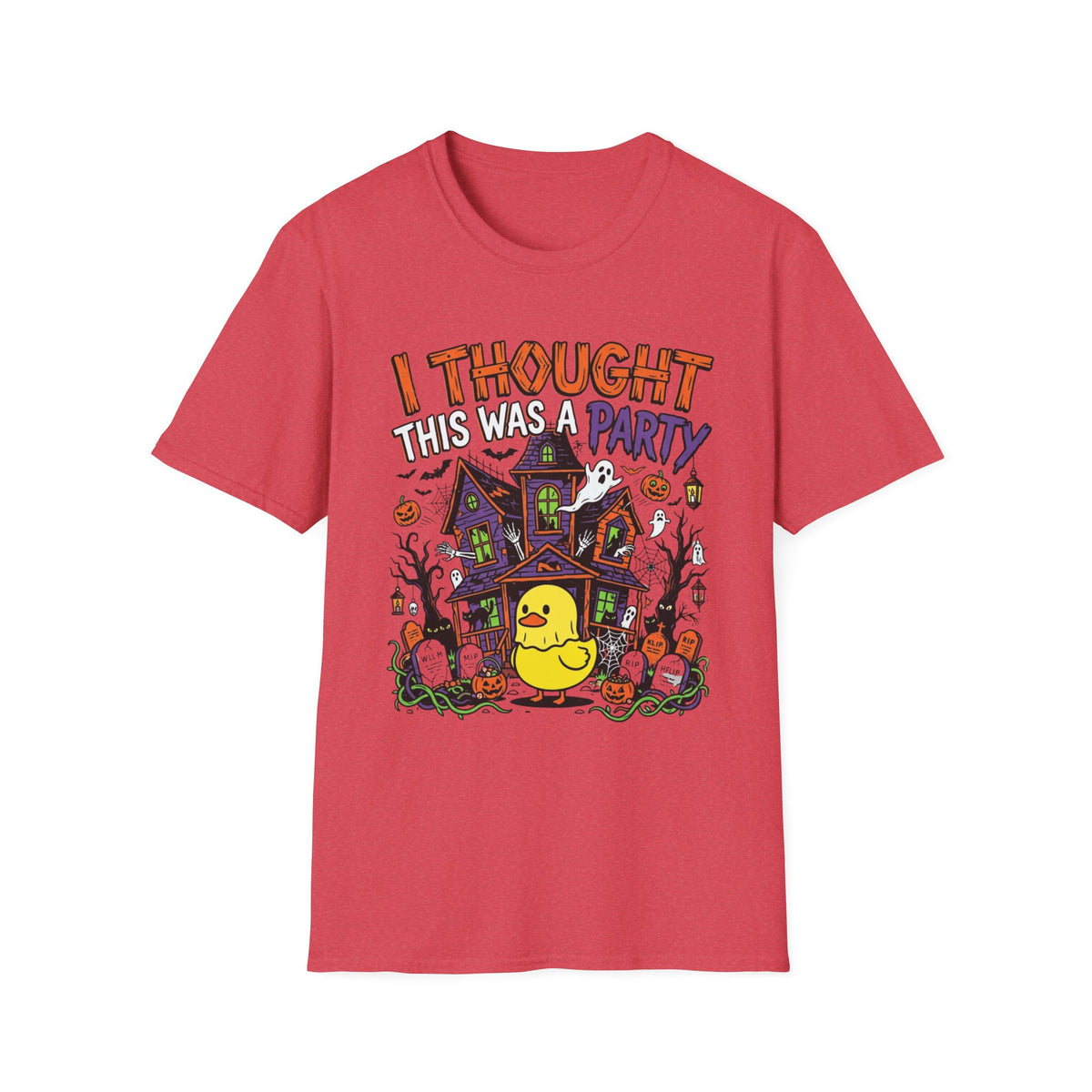 Halloween Duck T-Shirt — "I Thought This Was a Party" Cute Haunted House Tee