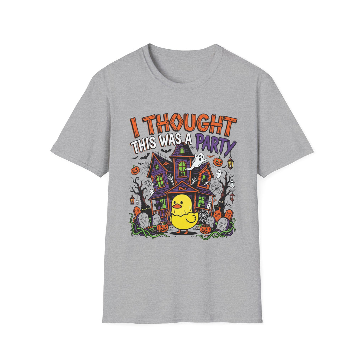 Halloween Duck T-Shirt — "I Thought This Was a Party" Cute Haunted House Tee